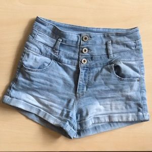 High rise denim shorts